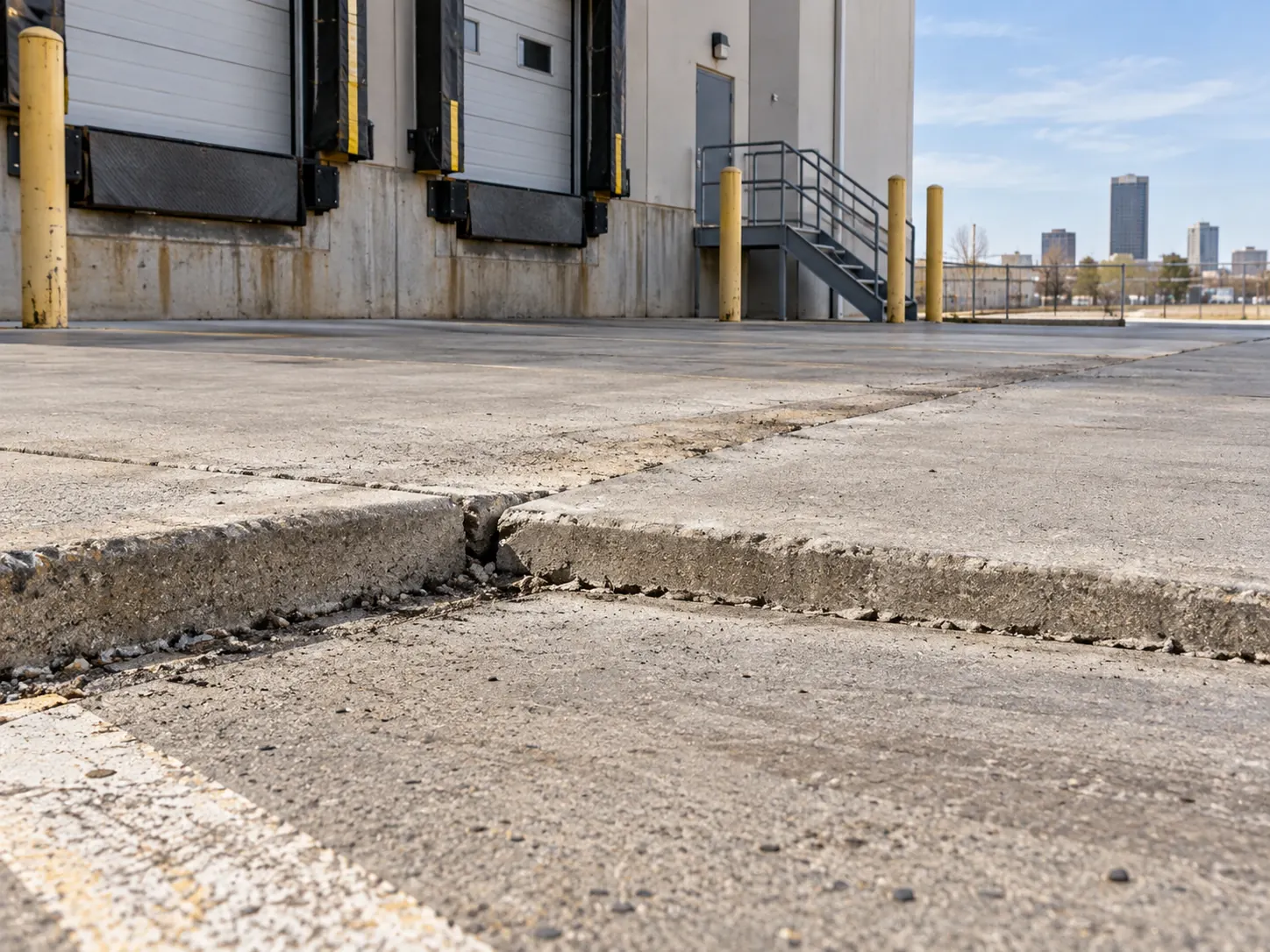 Loading dock apron and approach slab at a commercial building in the Amarillo area